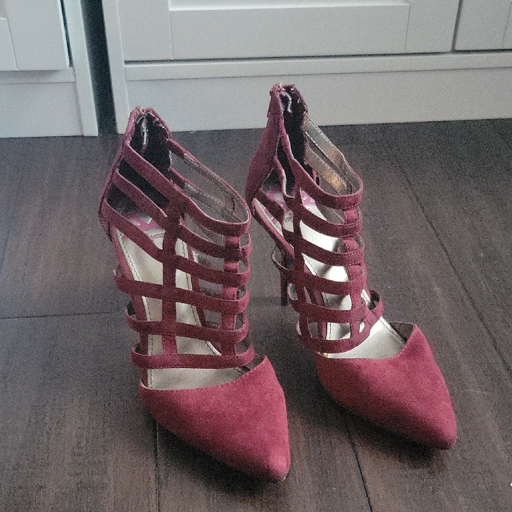 Fergalicious Deep Red Strappy Heels